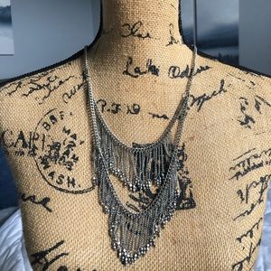 Long double layer cascade chain necklace